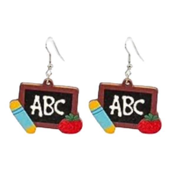 Jewelry - ADORABLE DECORATED CHALKBOARD HANGING EARRINGS!